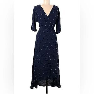 Charli Navy Embroidered high low wrap dress size 4 EUC